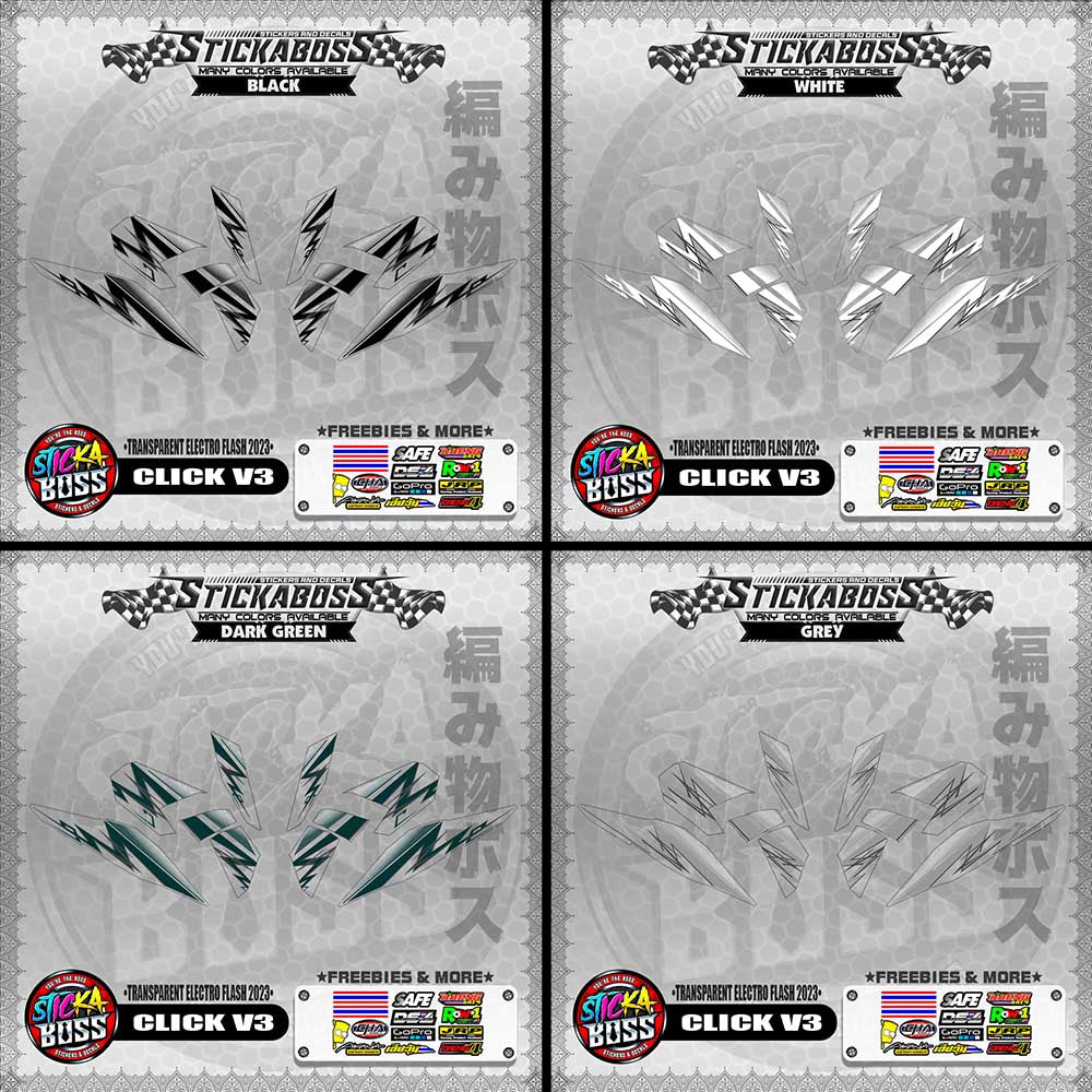 【PREMIUM UV PRINT】TRANSPARENT CLICK 125 V3 STICKER DECALS ( ELECTRO FLASH 2023 )【WITH FREEBIES】