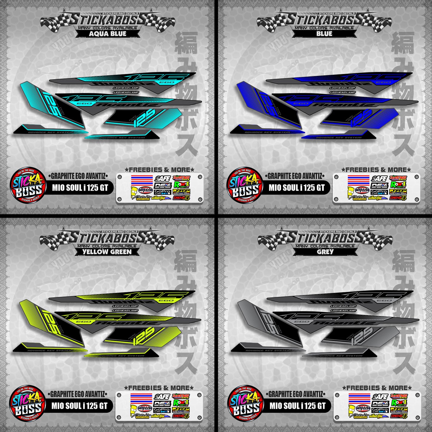MIO SOUL I 125 GT STICKER DECALS ( GRAPHITE EGO AVANTIZ )【WITH FREEBIES】