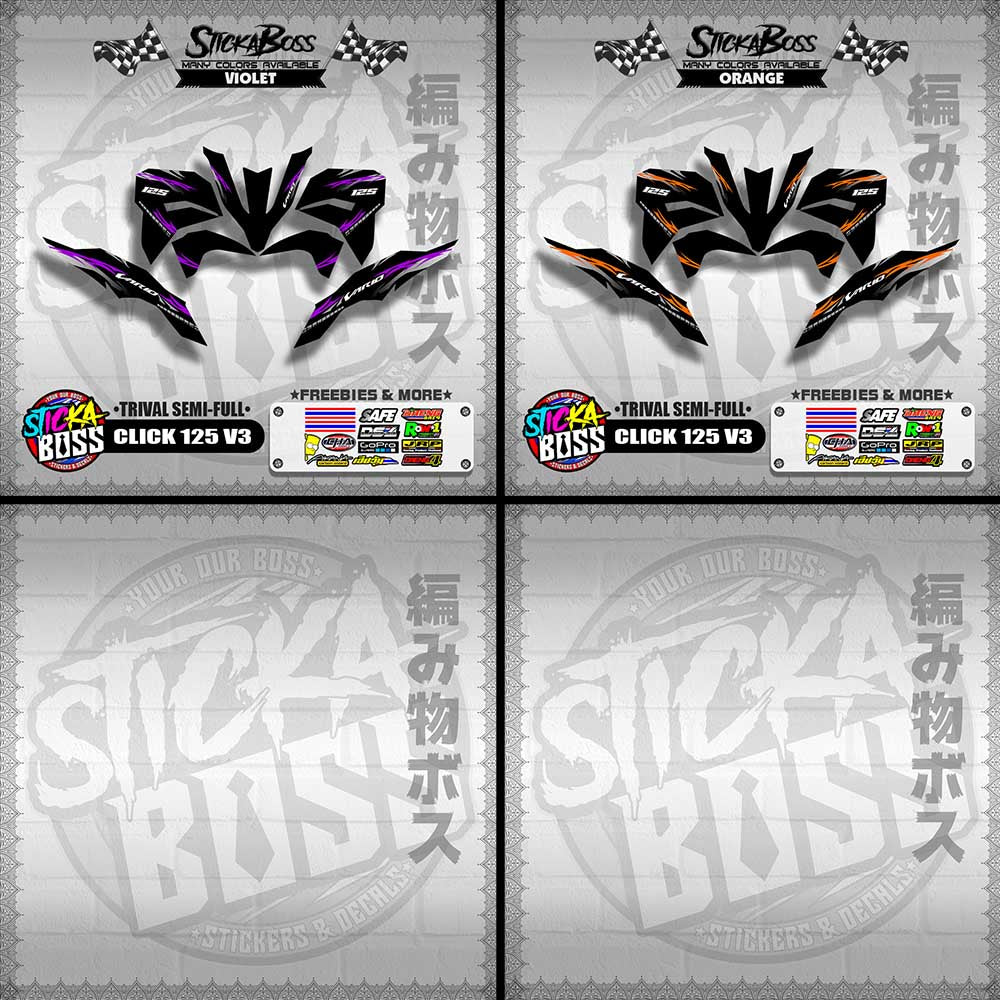 CLICK 125 V3 DECALS ( TRIVAL SEMI-FULL )【WITH FREEBIES】