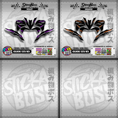 CLICK 125 V3 DECALS ( TRIVAL SEMI-FULL )【WITH FREEBIES】