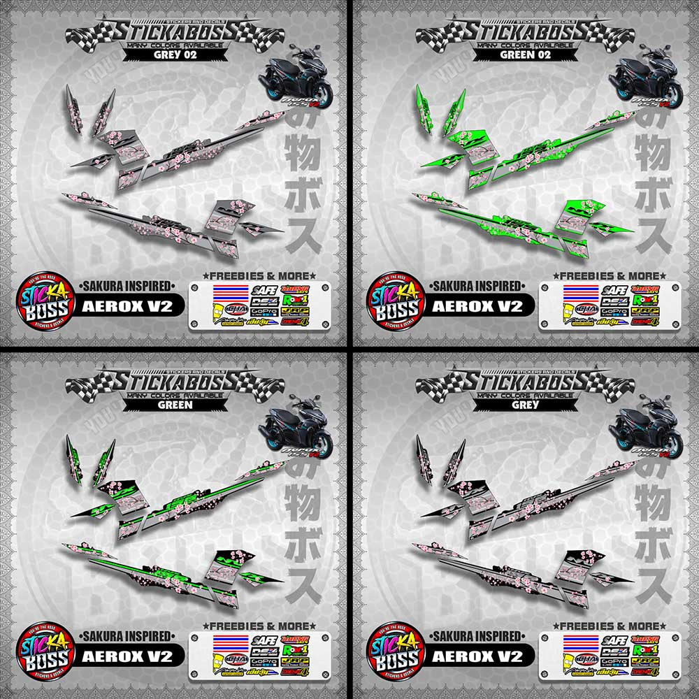 AEROX V2 STICKER DECALS ( SAKURA INSPIRED )【WITH FREEBIES】
