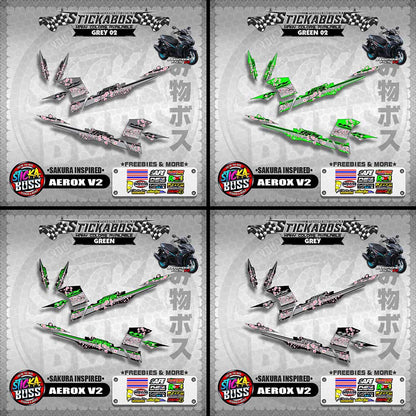 AEROX V2 STICKER DECALS ( SAKURA INSPIRED )【WITH FREEBIES】