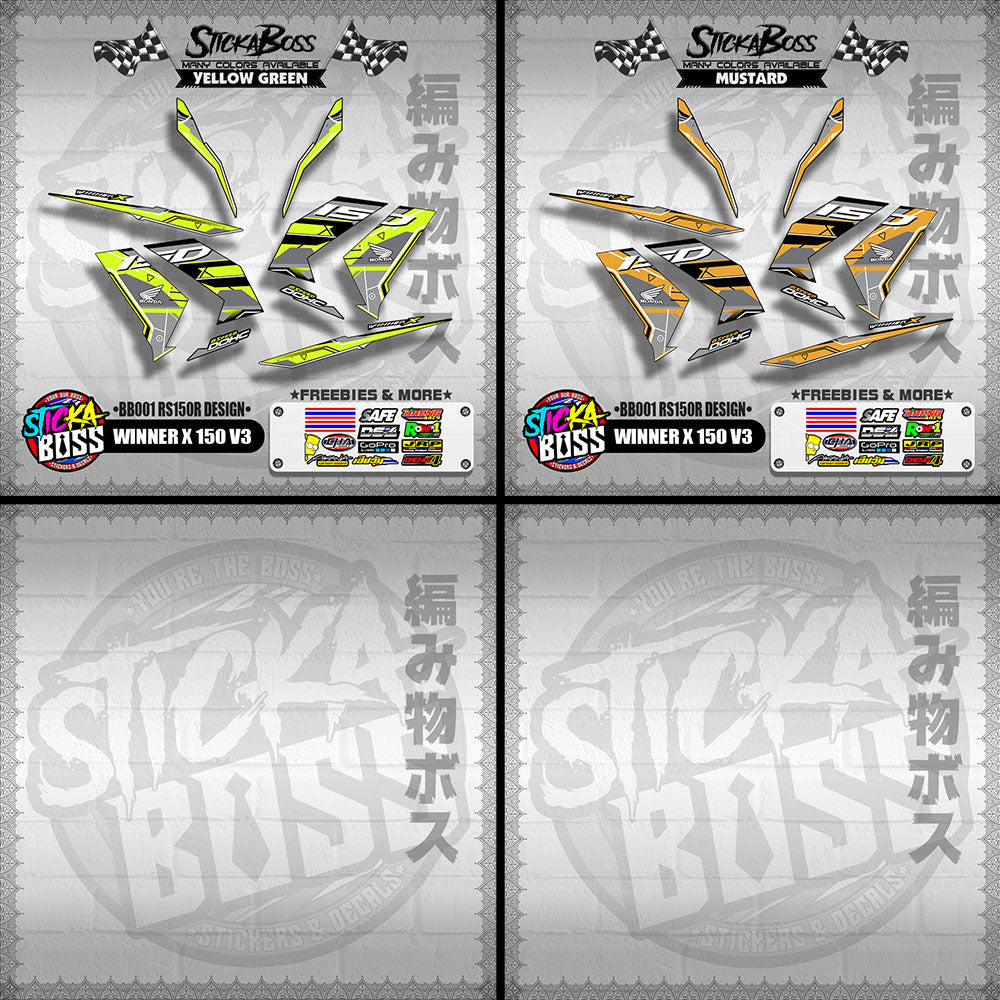 WINNER X 150 V3 DECALS ( BB001 RS150R DESIGN )【WITH FREEBIES】