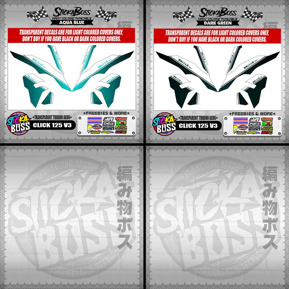 CLICK 125 V3 DECALS ( TRANSPARENT TRUENO AE86 )【WITH FREEBIES】