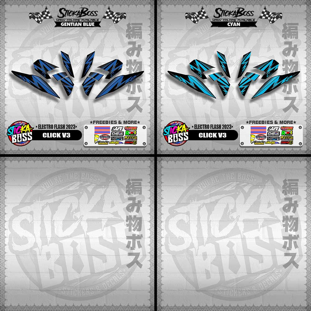 CLICK V3 DECALS ( ELECTRO FLASH 2023 ) [ PREMIUM GLOSSY LAMINATED ]【WITH FREEBIES】