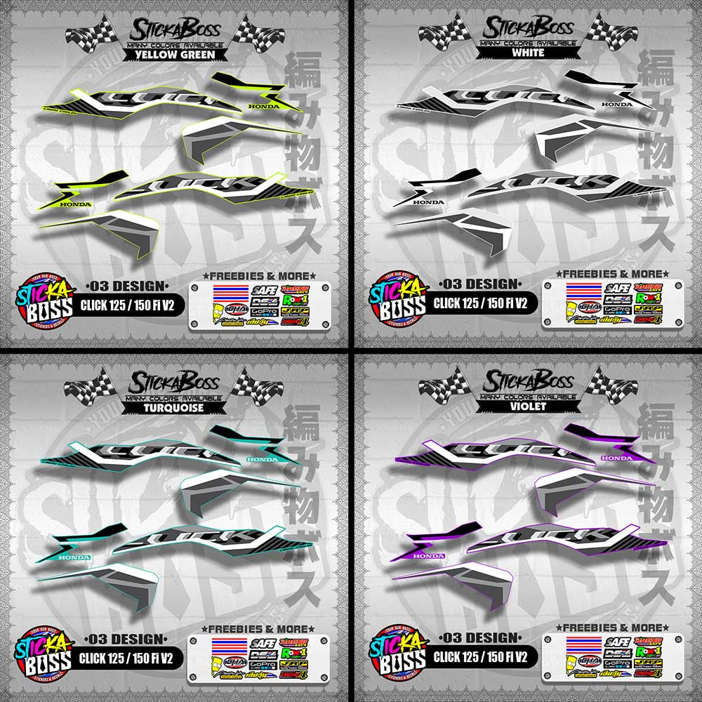 CLICK 125 / 150 Fi V2 DECALS ( 03 DESIGN )【WITH FREEBIES】