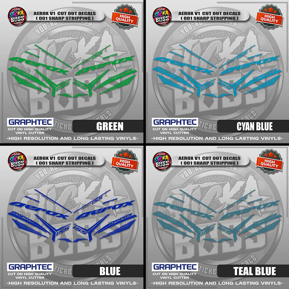 AEROX V1 CUT OUT DECALS ( 001 SHARP STRIPPING ) | VINYL WATERPROOF CUT-OUT STICKER DECALS