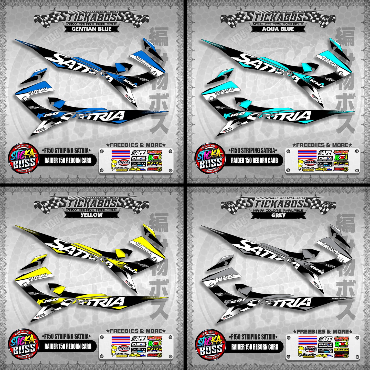 RAIDER 150 REBORN CARB STICKER DECALS ( F150 STRIPING SATRIA )【WITH FREEBIES】