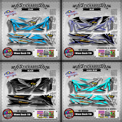 Honda Wave Dash 110 Malaysian Decals ( 01 Design ) Malaysia Concept【WITH FREEBIES】