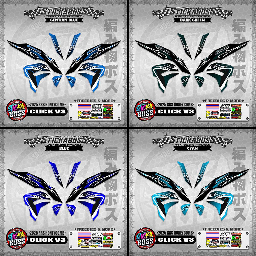 CLICK V3 INDO STICKER DECALS ( 2025 RRS HONEYCOMB )【WITH FREEBIES】
