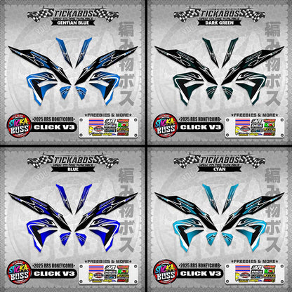 CLICK V3 INDO STICKER DECALS ( 2025 RRS HONEYCOMB )【WITH FREEBIES】