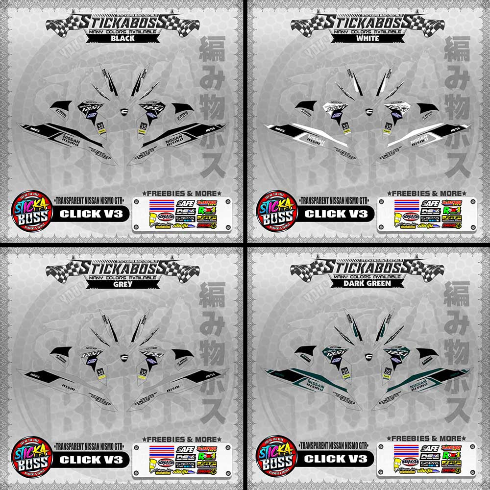 【PREMIUM UV PRINT】TRANSPARENT CLICK V3 STICKER DECALS ( NISSAN NISMO GTR )【WITH FREEBIES】