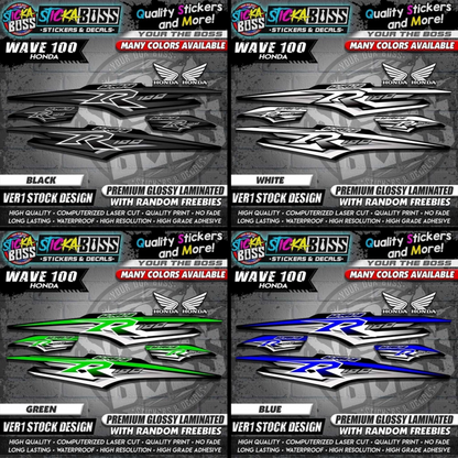 HONDA WAVE 100 R DECALS (Ver1 Stock Design)【WITH FREEBIES】