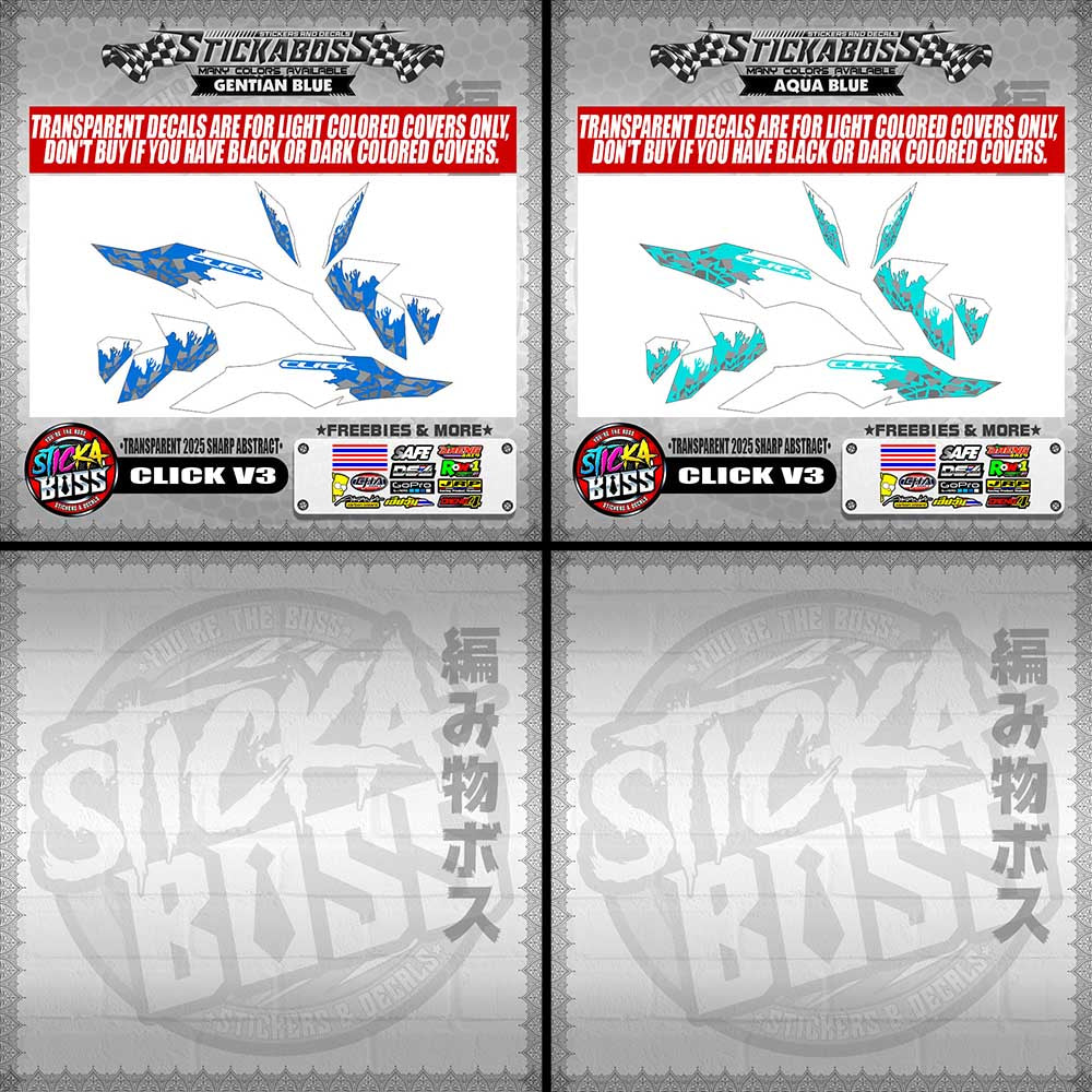 CLICK V3 INDO STICKER DECALS ( TRANSPARENT 2025 SHARP ABSTRACT )【WITH FREEBIES】