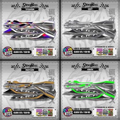 CLICK 125 / 150 V3 STOCK DECALS ( 003 DESIGNS )【WITH FREEBIES】