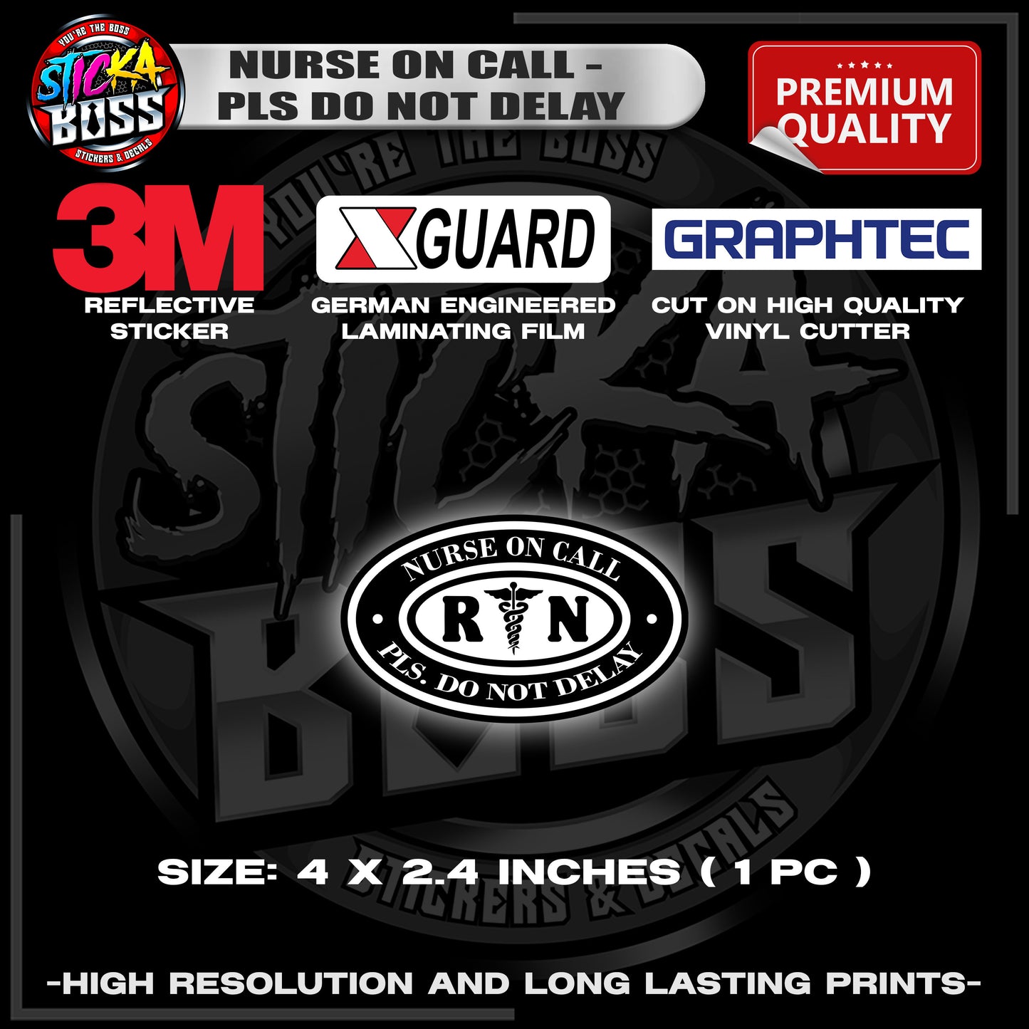 NURSE ON CALL - PLS DO NOT DELAY | 3M REFLECTIVE STICKER | PREMIUM LAMINATED【PREMIUM QUALITY】