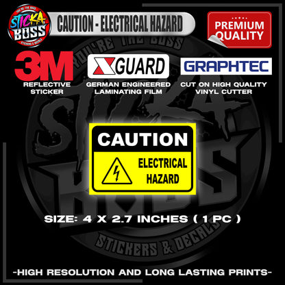 CAUTION - ELECTRICAL HAZARD | 3M REFLECTIVE STICKER | PREMIUM LAMINATED【PREMIUM QUALITY】