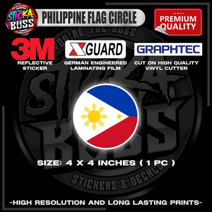 PHILIPPINE FLAG CIRCLE | 3M REFLECTIVE STICKER | PREMIUM LAMINATED【PREMIUM QUALITY】