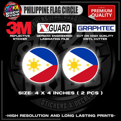 PHILIPPINE FLAG CIRCLE | 3M REFLECTIVE STICKER | PREMIUM LAMINATED【PREMIUM QUALITY】