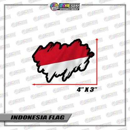 INDONESIA FLAG STICKER | VINYL WATERPROOF STICKER |【PRINTED】