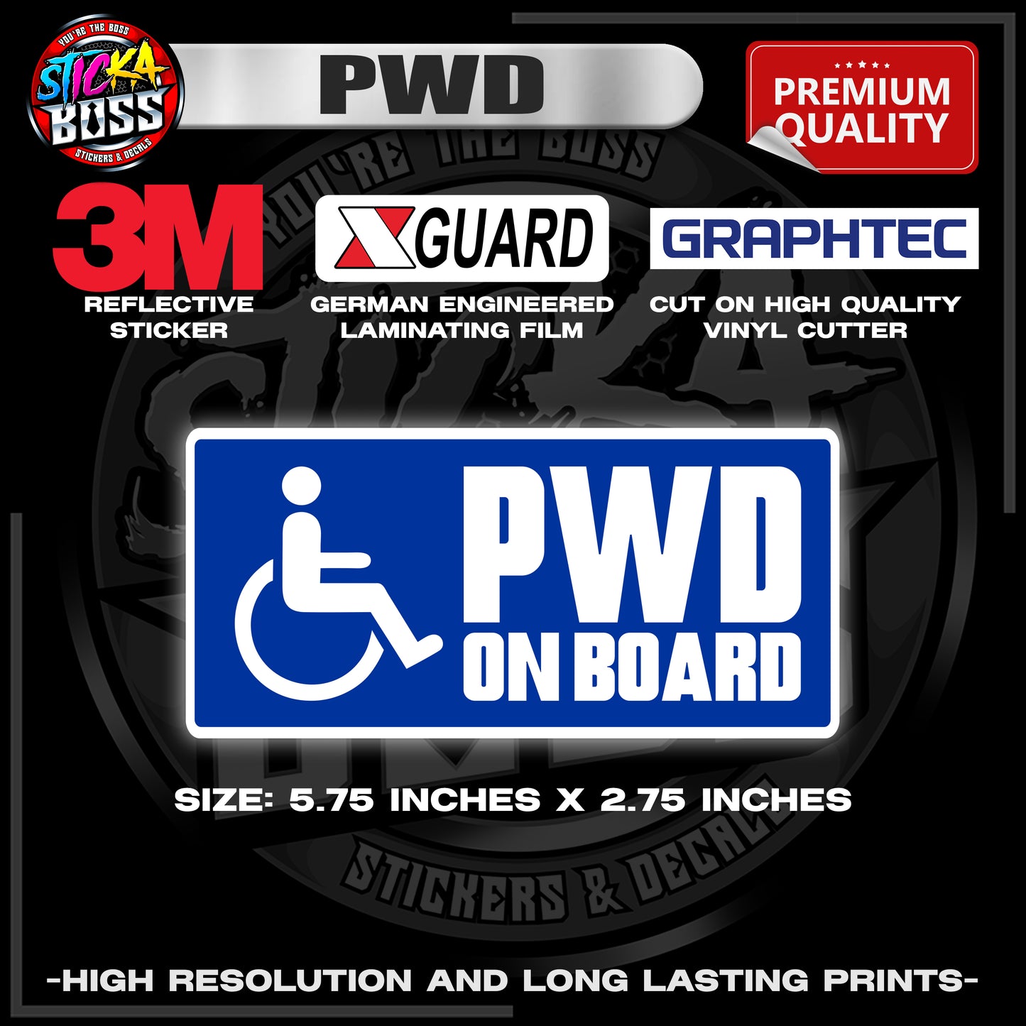 PWD / PERSON WITH DISABILITY 3M REFLECTIVE STICKER | PREMIUM LAMINATED【PREMIUM QUALITY】