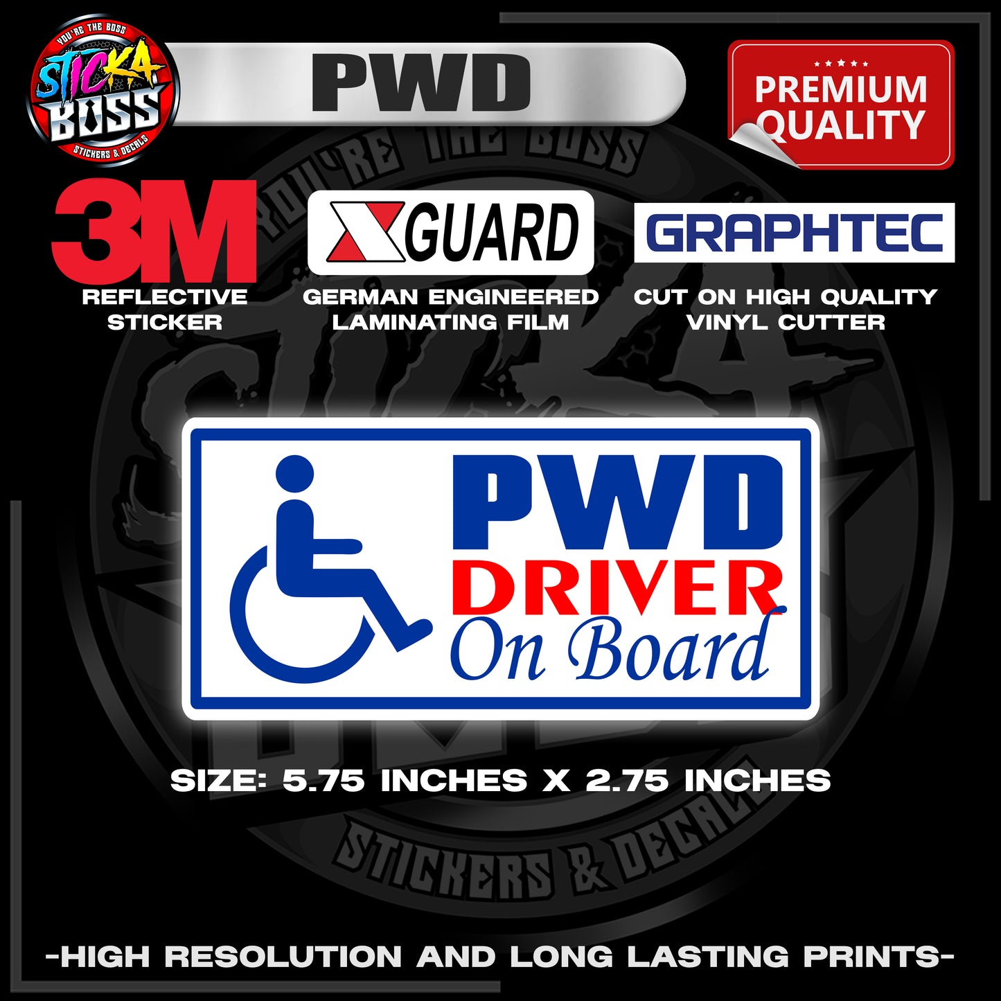 PWD / PERSON WITH DISABILITY 3M REFLECTIVE STICKER | PREMIUM LAMINATED【PREMIUM QUALITY】
