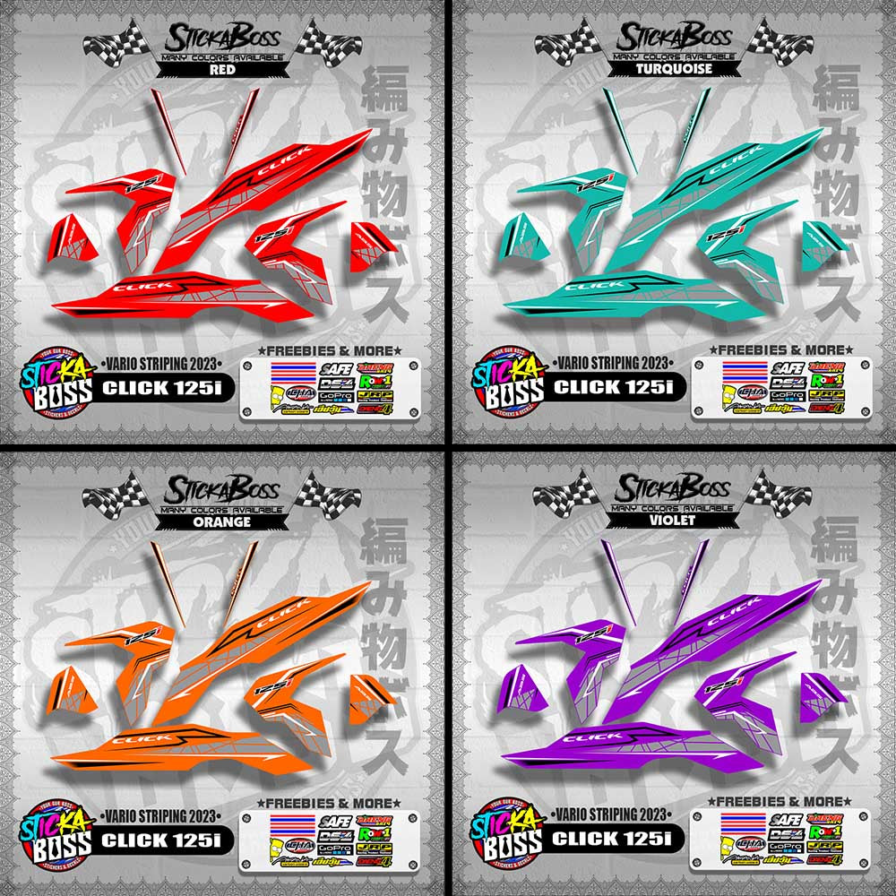 CLICK 125i V3 STOCK DECALS ( VARIO STRIPING 2023 )【WITH FREEBIES】
