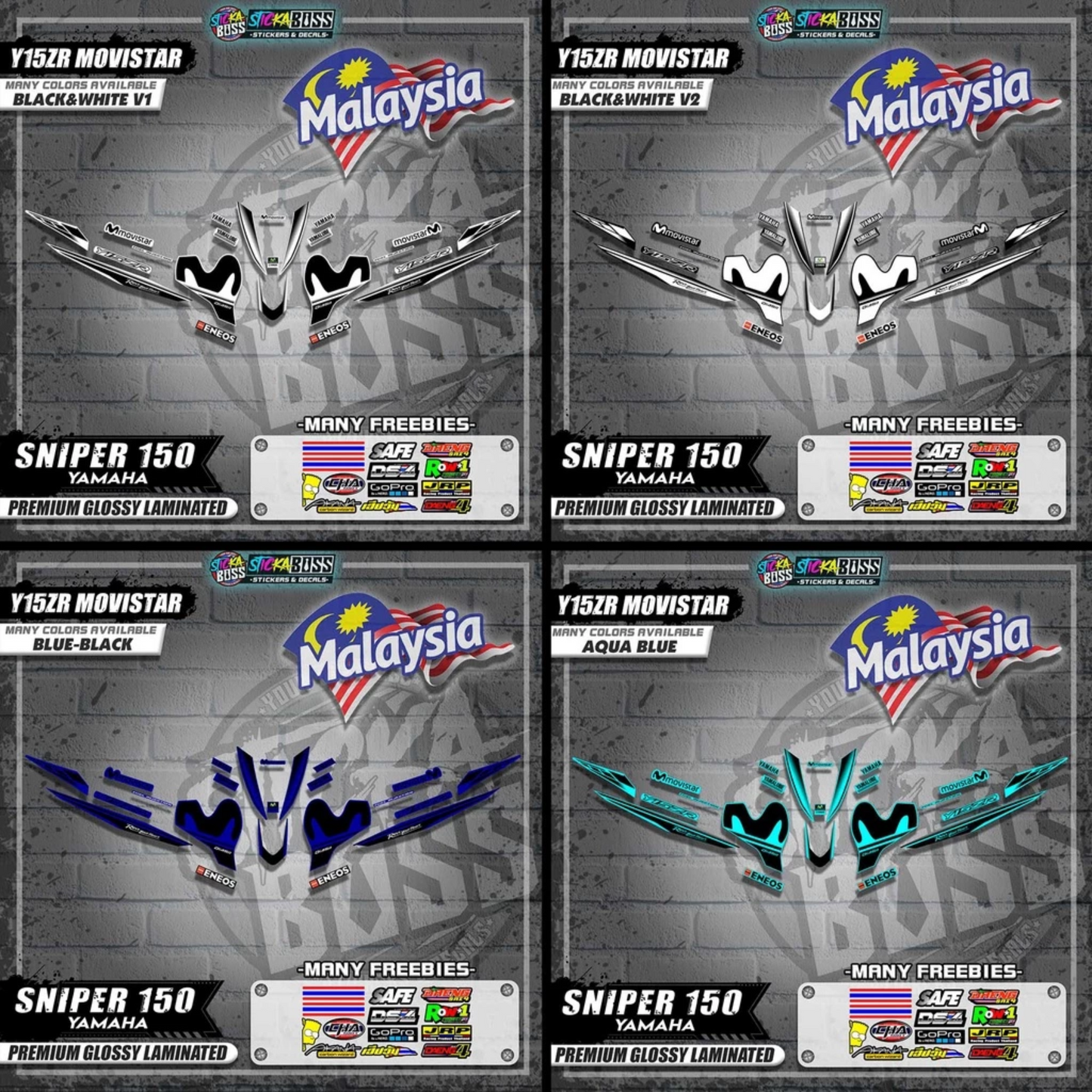 Sniper 150 Malaysian Decals ( Y15ZR MOVISTAR )【WITH FREEBIES】Malaysia Concept