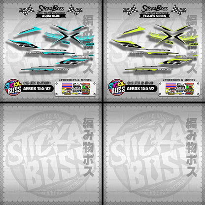 AEROX 155 V2 DECALS ( 2023 LATEST ABS VERSION ) [ PREMIUM GLOSSY LAMINATED ]【WITH FREEBIES】