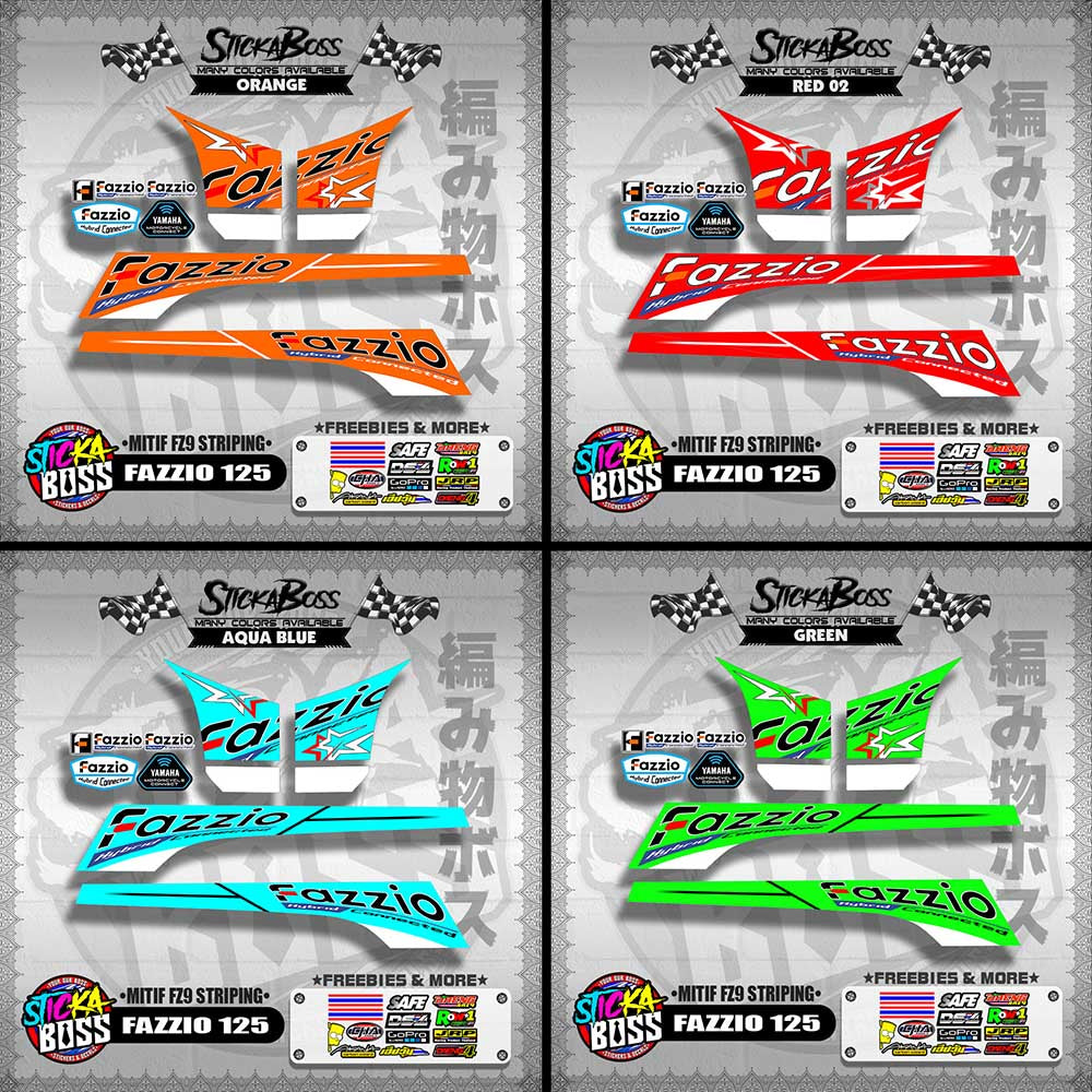 FAZZIO 125 DECALS ( MITIF FZ9 STRIPING )【WITH FREEBIES】
