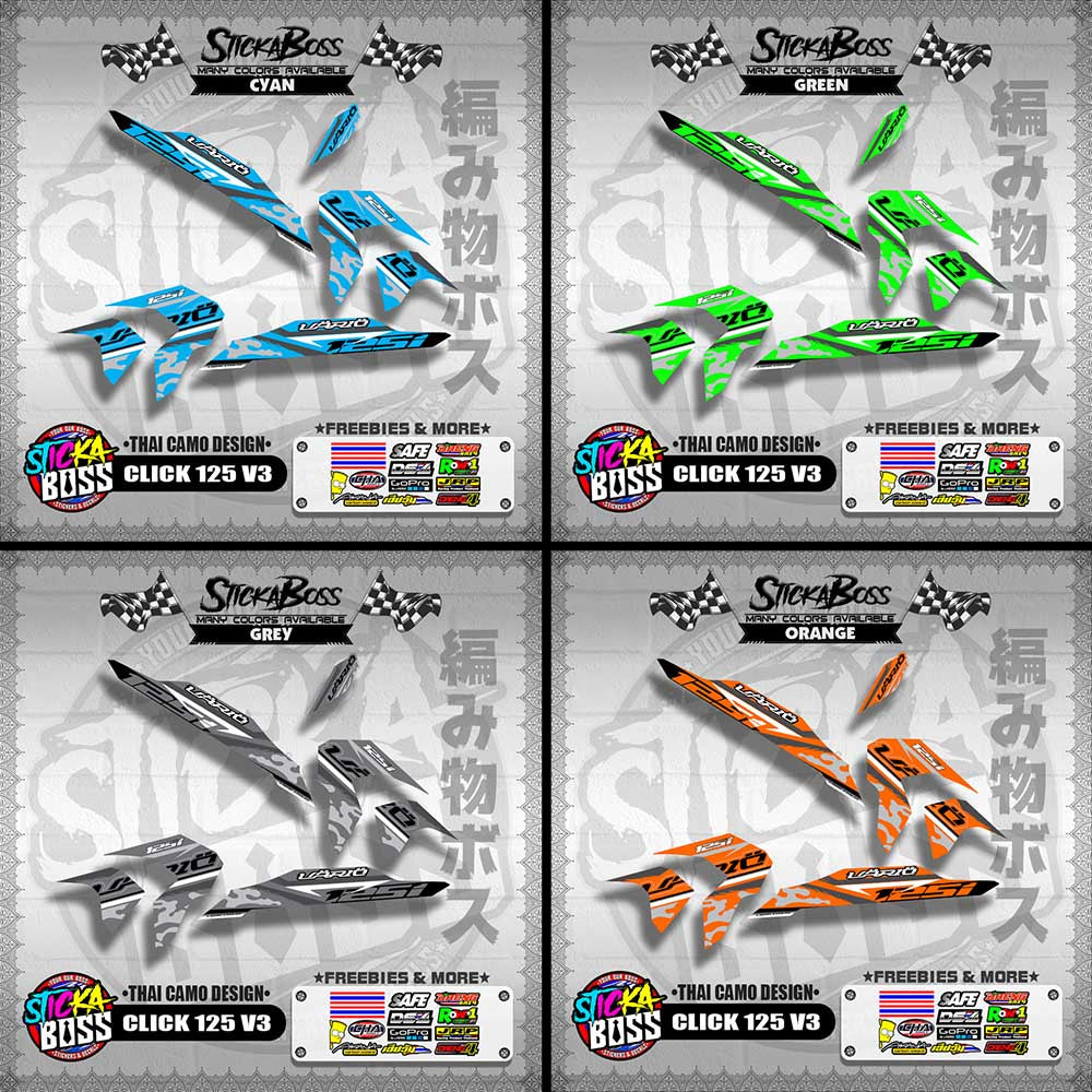 CLICK 125i V3 DECALS ( THAI CAMO DESIGN )【WITH FREEBIES】