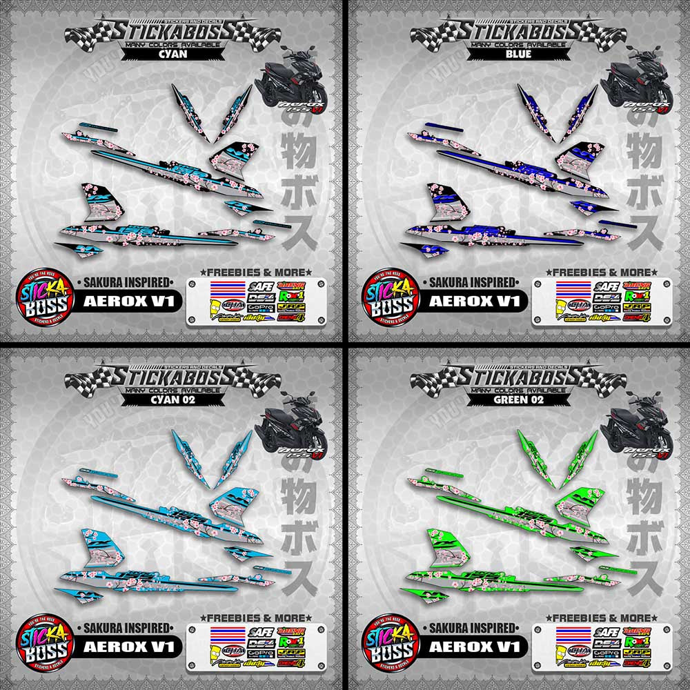 AEROX V1 STICKER DECALS ( SAKURA INSPIRED )【WITH FREEBIES】