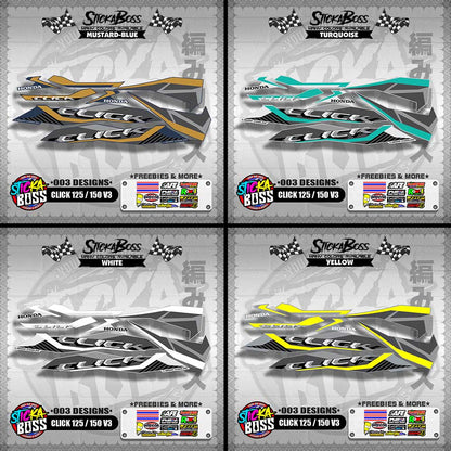 CLICK 125 / 150 V3 STOCK DECALS ( 003 DESIGNS )【WITH FREEBIES】