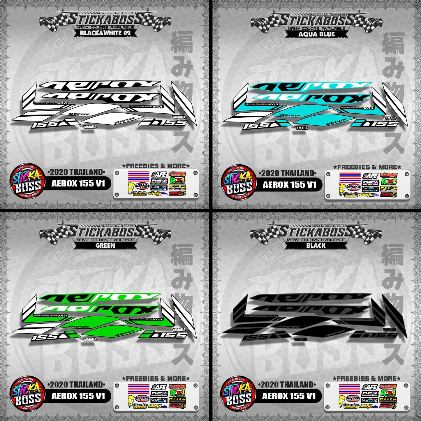 AEROX 155 V1 STOCK DECALS  ( 2020 THAILAND )【WITH FREEBIES】