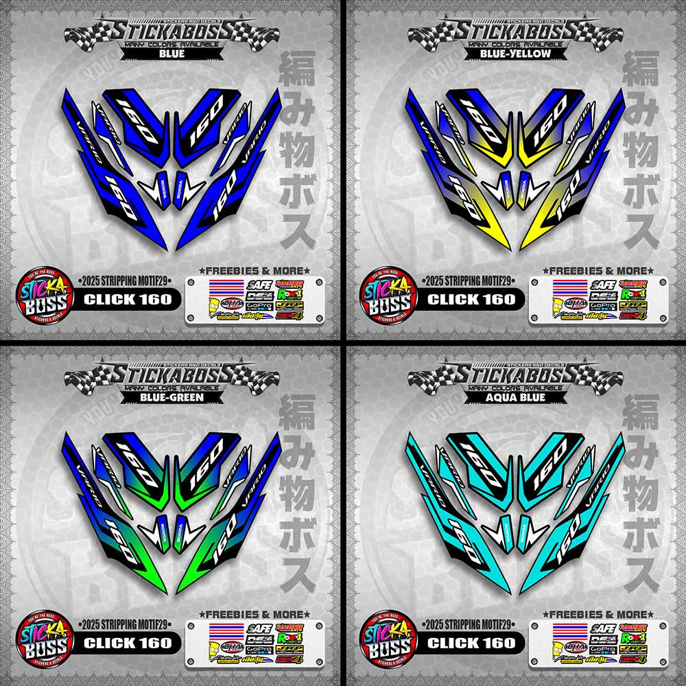 CLICK 160 STICKER DECALS ( 2025 STRIPPING MOTIF29 )【WITH FREEBIES】