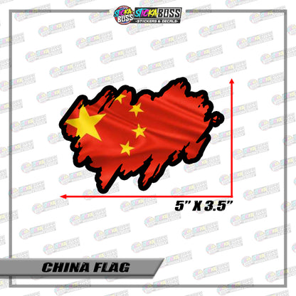 CHINA FLAG STICKER | VINYL WATERPROOF STICKER |【PRINTED】