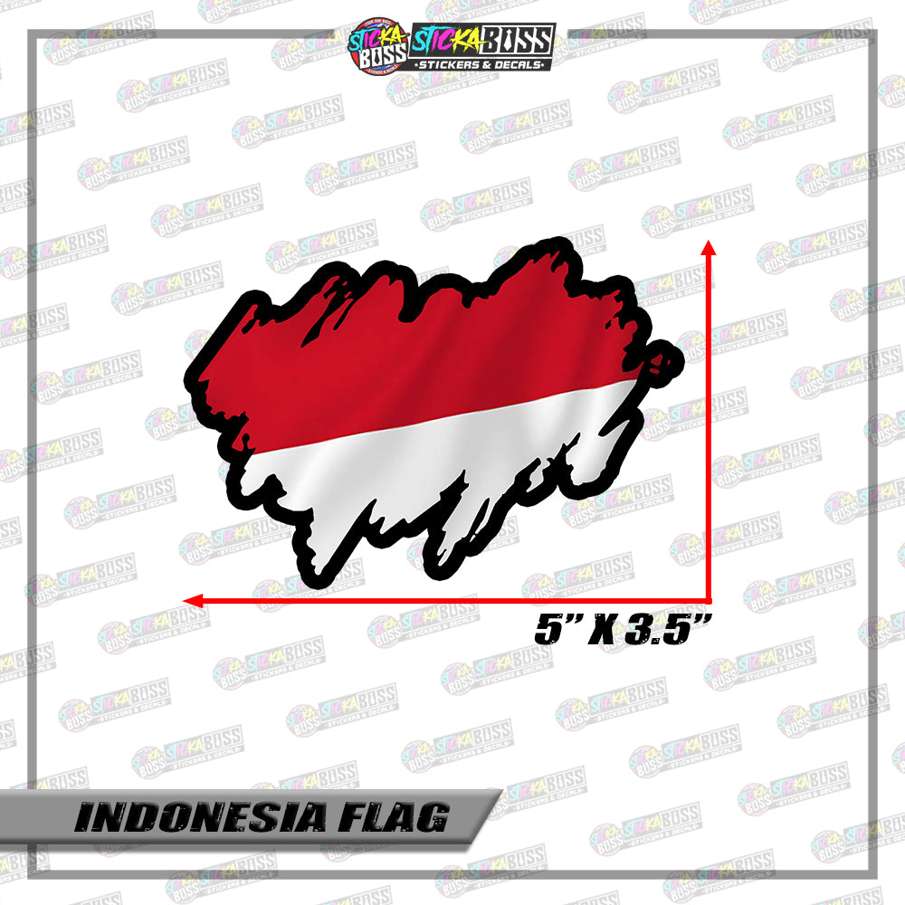 INDONESIA FLAG STICKER | VINYL WATERPROOF STICKER |【PRINTED】