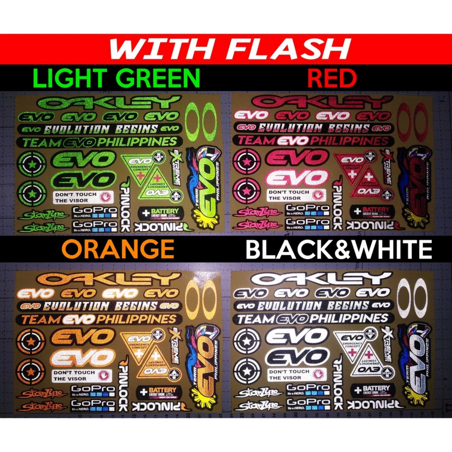 EVO REFLECTORIZED HELMET VISOR STICKERS【DIFFERENT COLORS / THICKER QUALITY / HD PRINTOUT】