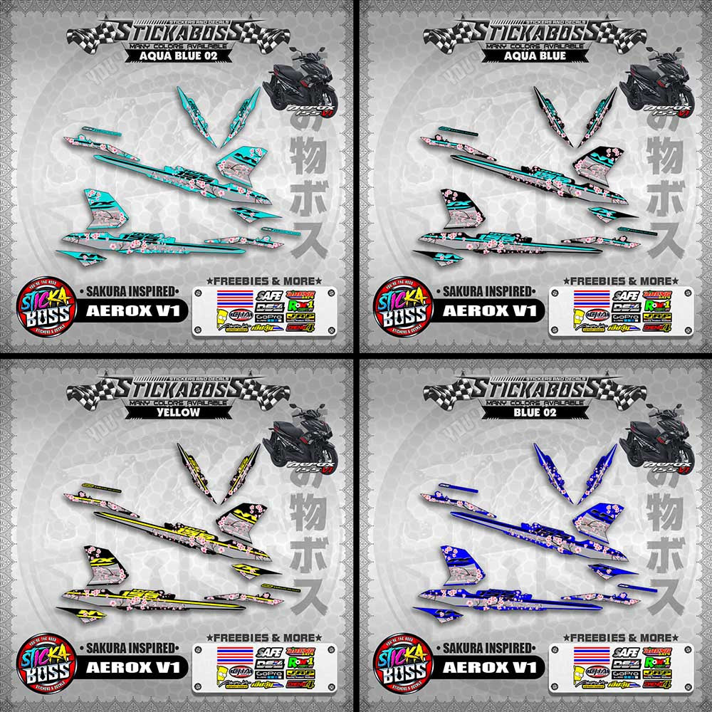 AEROX V1 STICKER DECALS ( SAKURA INSPIRED )【WITH FREEBIES】
