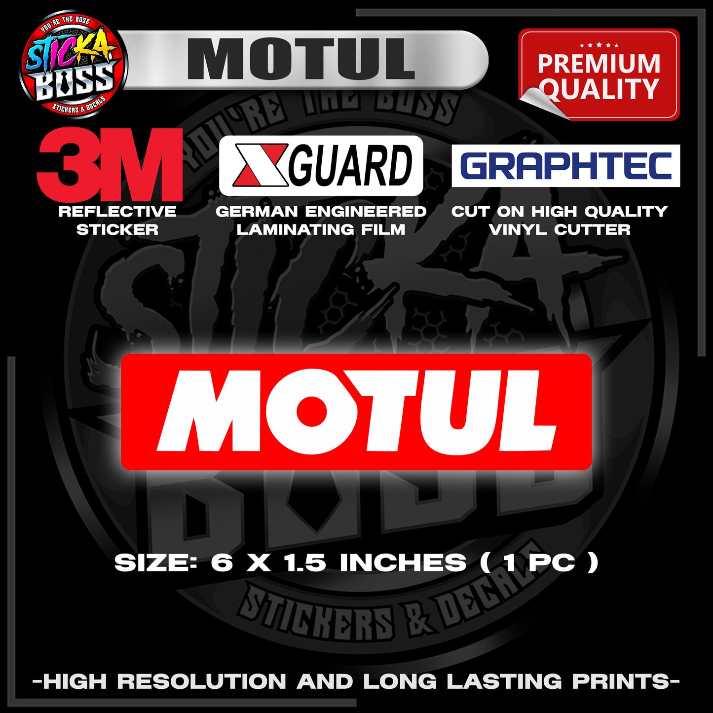 MOTUL | 2 PCS | 3M REFLECTIVE STICKER | PREMIUM LAMINATED【PREMIUM QUALITY】