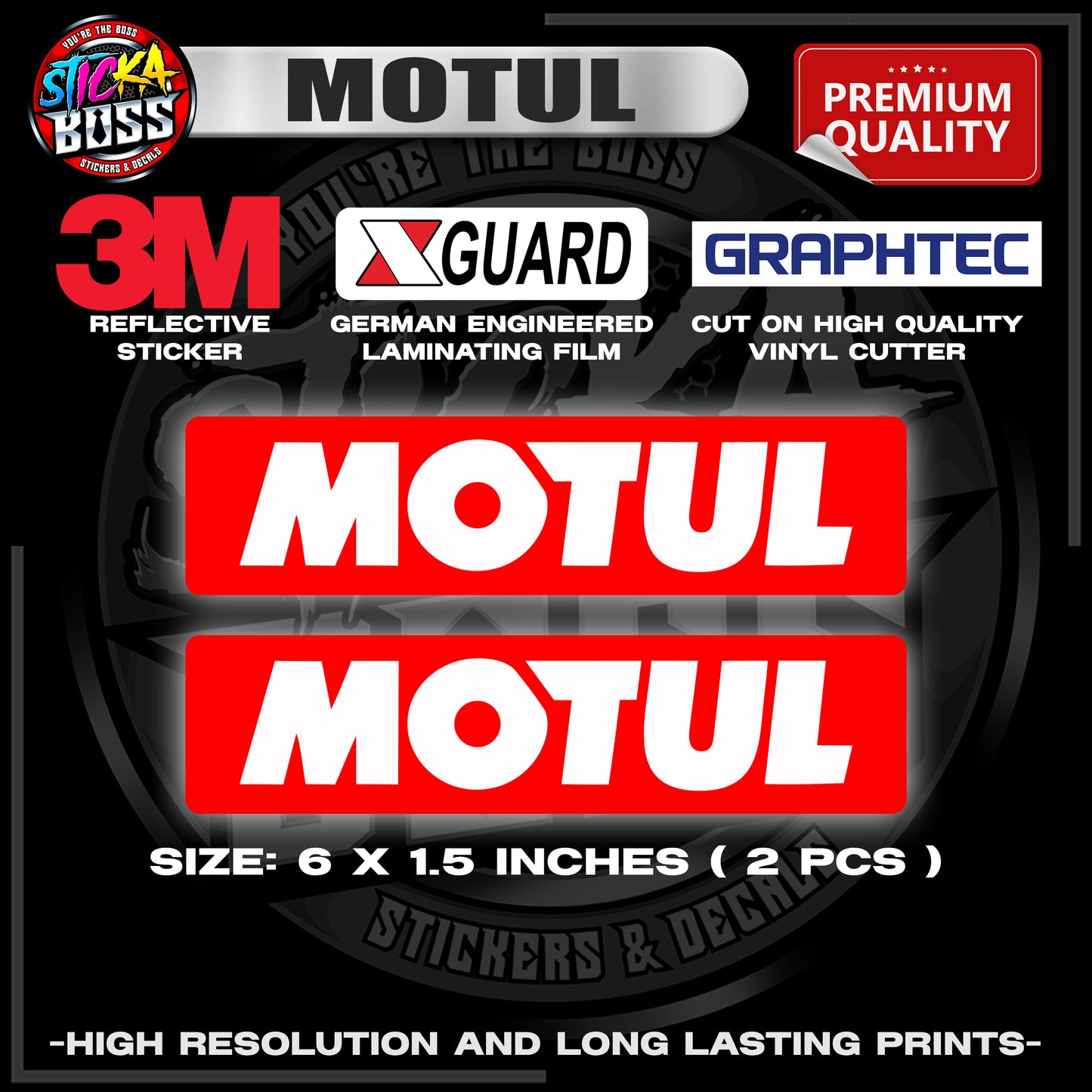 MOTUL | 2 PCS | 3M REFLECTIVE STICKER | PREMIUM LAMINATED【PREMIUM QUALITY】