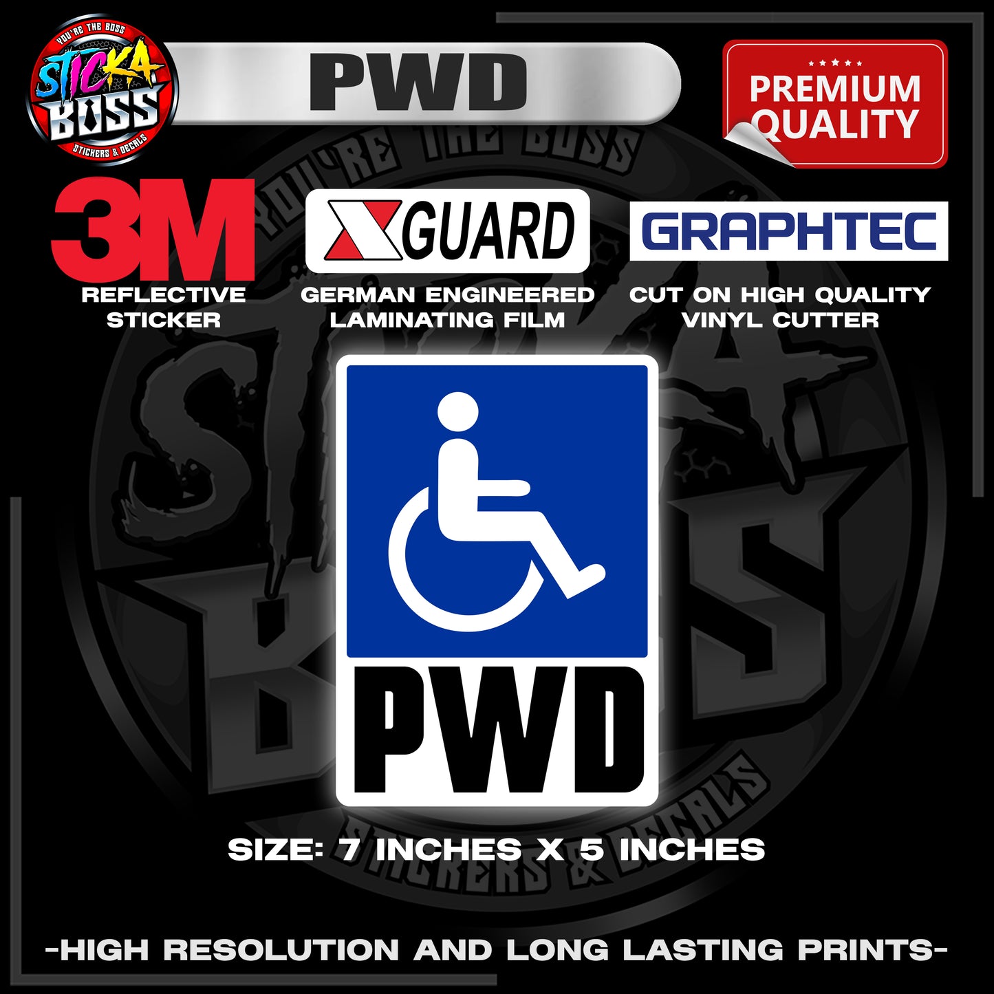 PWD / PERSON WITH DISABILITY 3M REFLECTIVE STICKER | PREMIUM LAMINATED【PREMIUM QUALITY】
