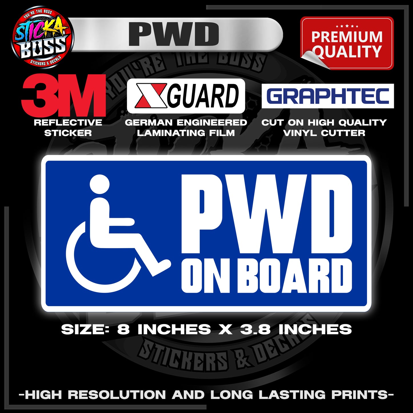 PWD / PERSON WITH DISABILITY 3M REFLECTIVE STICKER | PREMIUM LAMINATED【PREMIUM QUALITY】