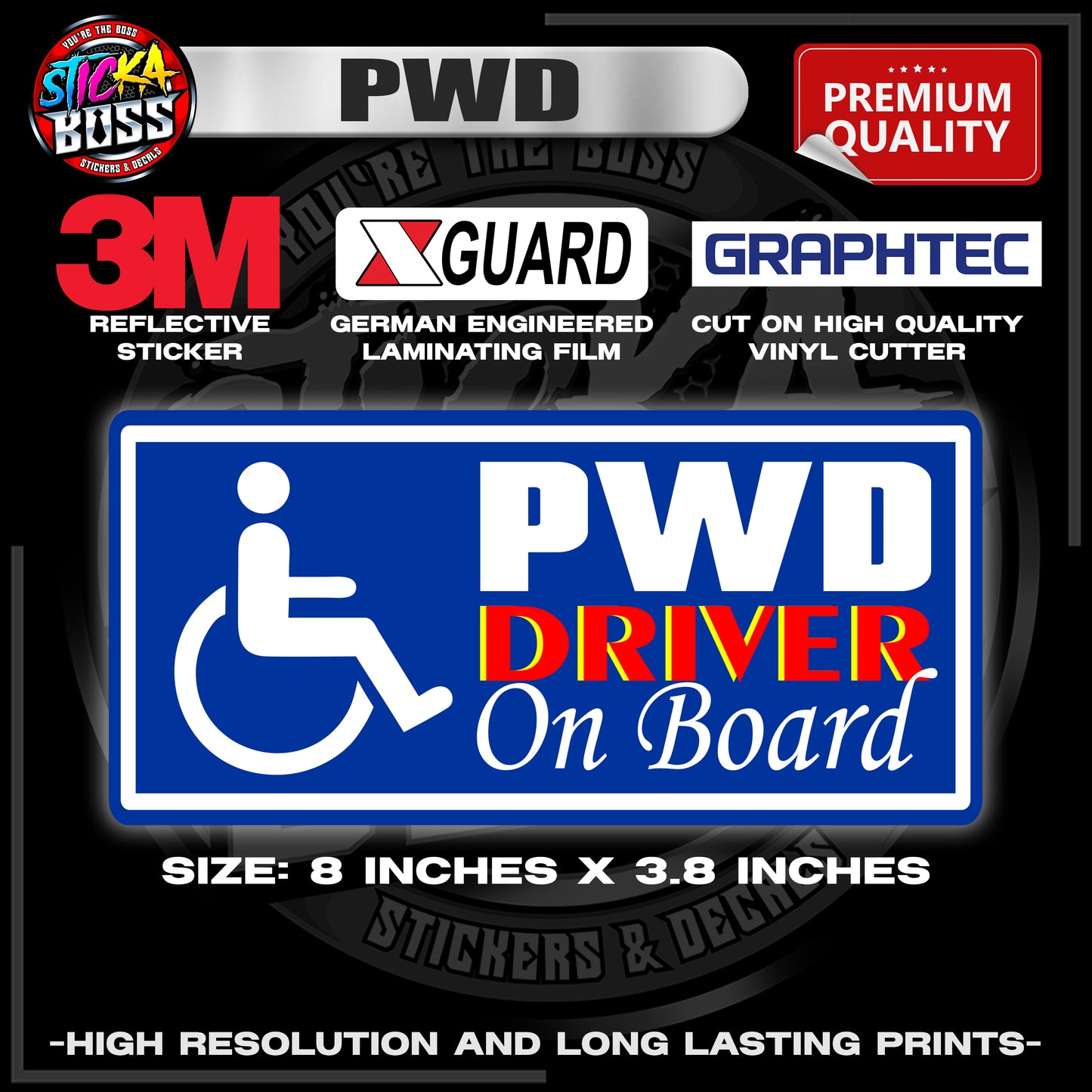 PWD / PERSON WITH DISABILITY 3M REFLECTIVE STICKER | PREMIUM LAMINATED【PREMIUM QUALITY】