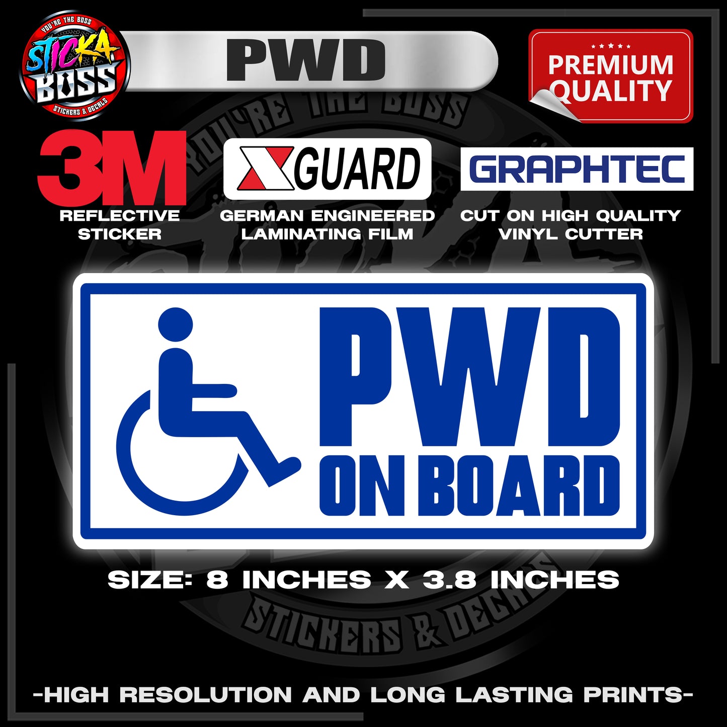 PWD / PERSON WITH DISABILITY 3M REFLECTIVE STICKER | PREMIUM LAMINATED【PREMIUM QUALITY】