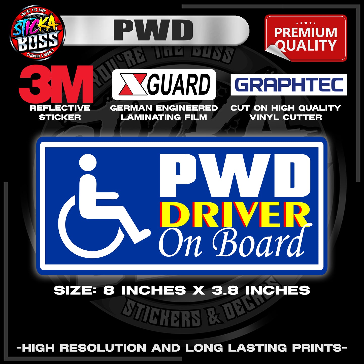 PWD / PERSON WITH DISABILITY 3M REFLECTIVE STICKER | PREMIUM LAMINATED【PREMIUM QUALITY】