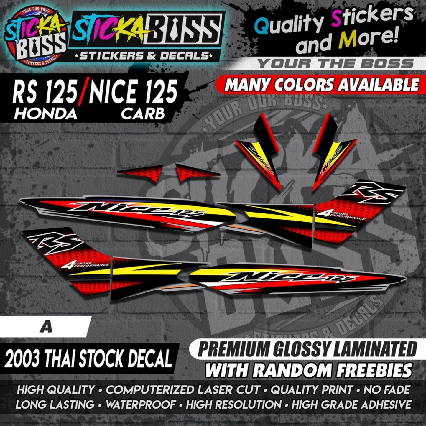RS 125 / NICE 125 ( 2003 THAI STOCK DECAL ) 【PREMIUM GLOSSY LAMINATED】