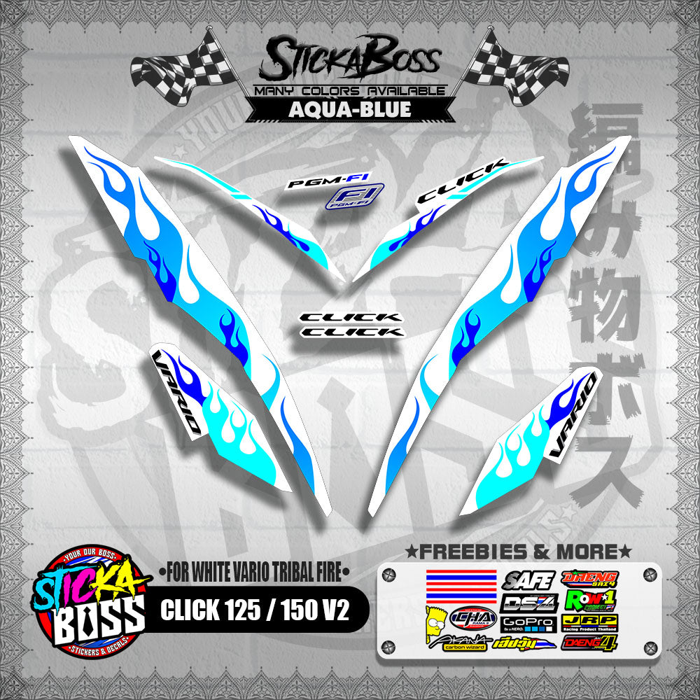 CLICK 125 / 150 V2 DECALS ( FOR WHITE VARIO TRIBAL FIRE )【WITH FREEBIES】