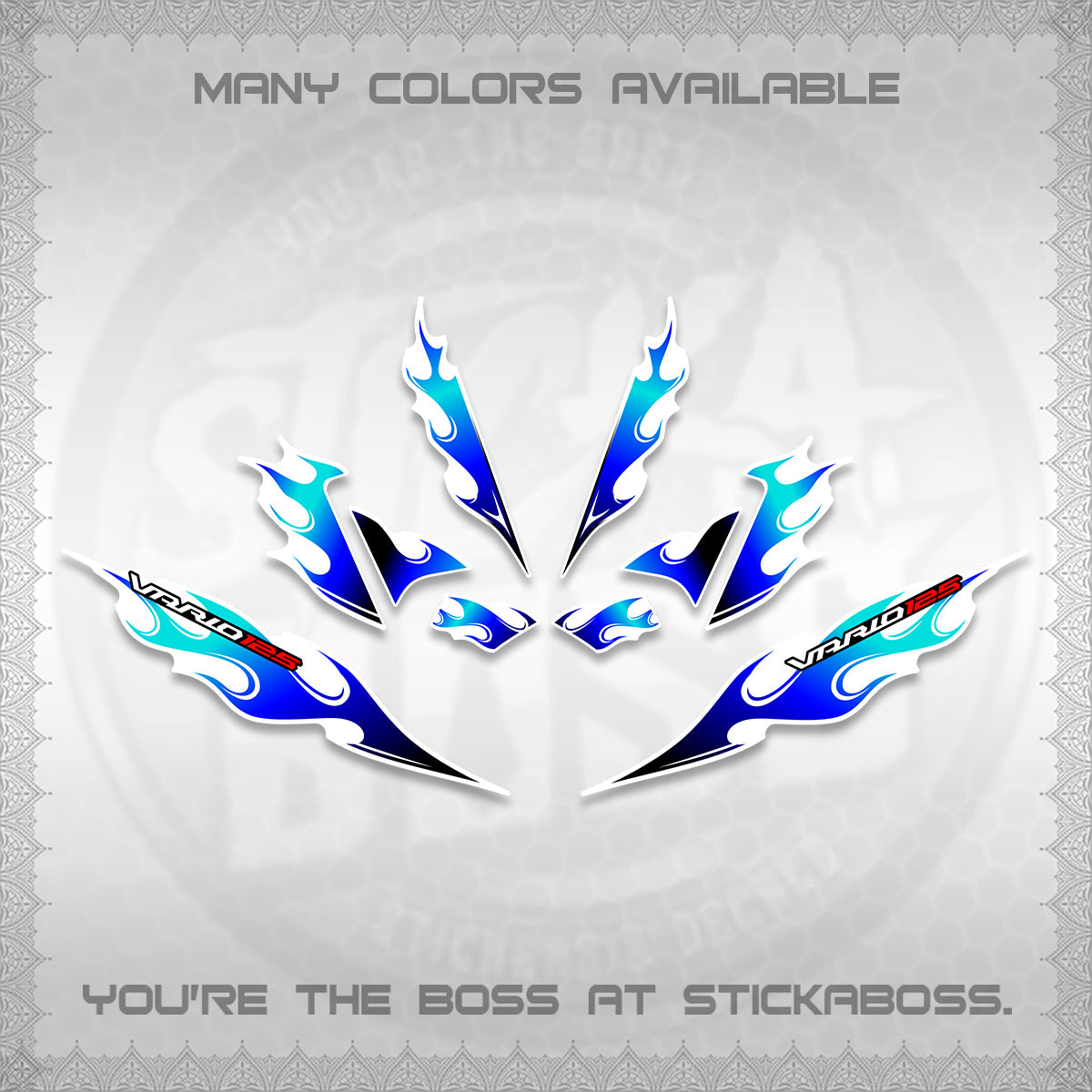 CLICK 125 V4 FOR WHITE VARIO DECALS (2026 MOTIF FLAME 2 TONE)STICKER DECALS By STICKABOSS