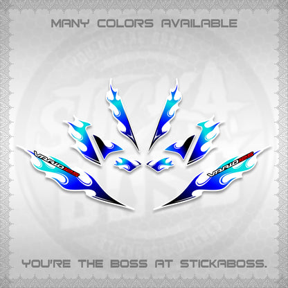 CLICK 125 V4 FOR WHITE VARIO DECALS (2026 MOTIF FLAME 2 TONE)STICKER DECALS By STICKABOSS